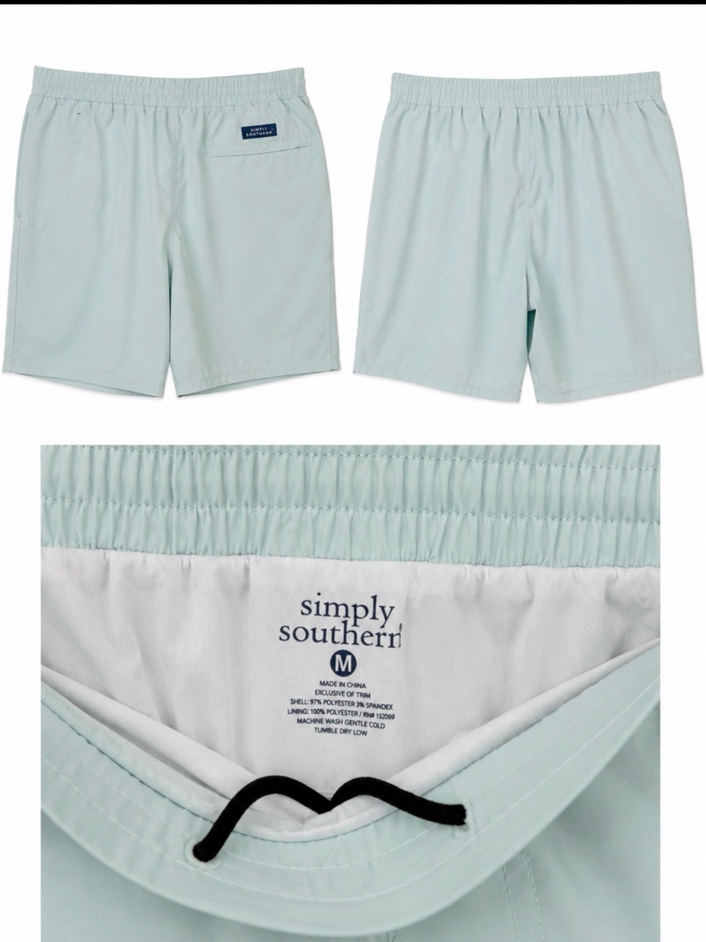Simply Southern Men's Mint Green Swim Trunks